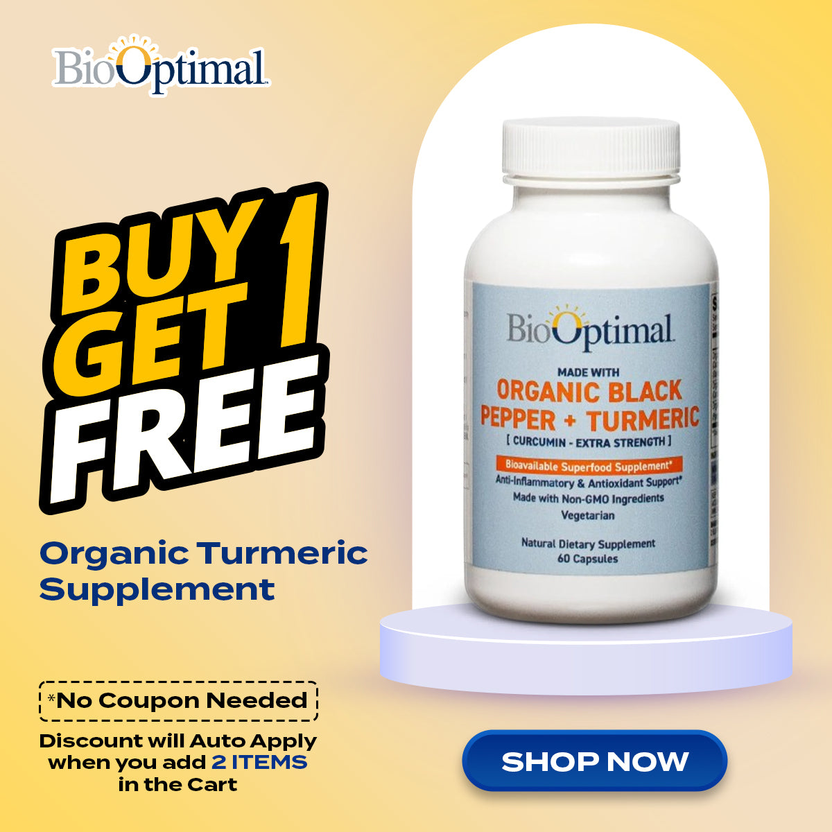 BioOptimal Organic Turmeric Supplement- Image 1